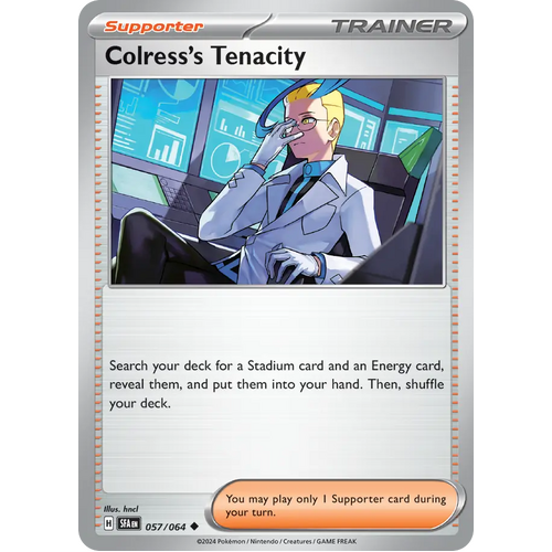 Colress's Tenacity  057/064 Uncommon Scarlet & Violet Shrouded Fable Pokemon Card