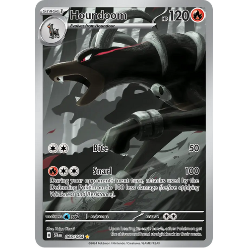 Houndoom  066/064 Illustration Rare Scarlet & Violet Shrouded Fable Pokemon Card