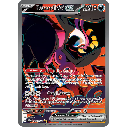 Fezandipiti ex  092/064 Special Illustration Rare Scarlet & Violet Shrouded Fable Pokemon Card