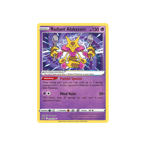 Pokémon TCG Radiant Alakazam Silver Tempest 059/195 Holo Radiant Rare for  sale online