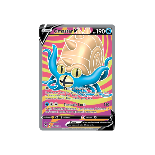 Omastar V (Full Art) 174/195 Ultra Rare Silver Tempest Pokemon Card Single