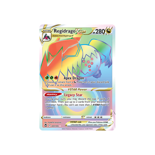 Regidrago VSTAR (Secret) 201/195 Secret Rare Silver Tempest Pokemon Card Single