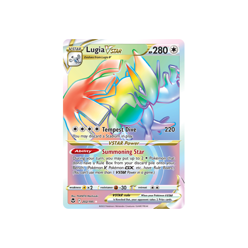 Lugia VSTAR (Secret) (202) 202/195 Secret Rare Silver Tempest Pokemon Card Single