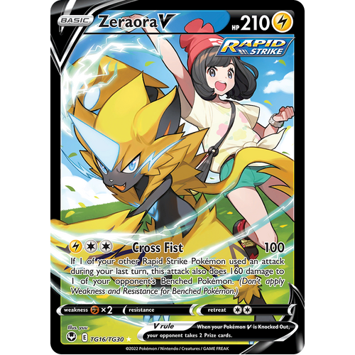 Zeraora V Trainer Gallery TG16/TG30 Ultra Rare Silver Tempest Pokemon Card Single