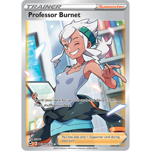 Professor Burnet Trainer Gallery TG26/TG30 Ultra Rare Silver Tempest Pokemon Card Single