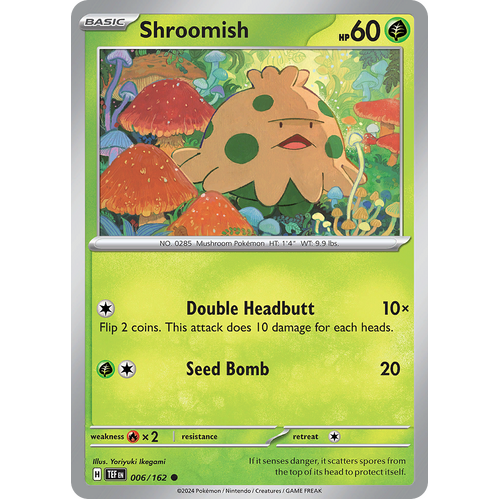 Shroomish 006/162 Common Scarlet & Violet Temporal Forces Near Mint Pokemon Card