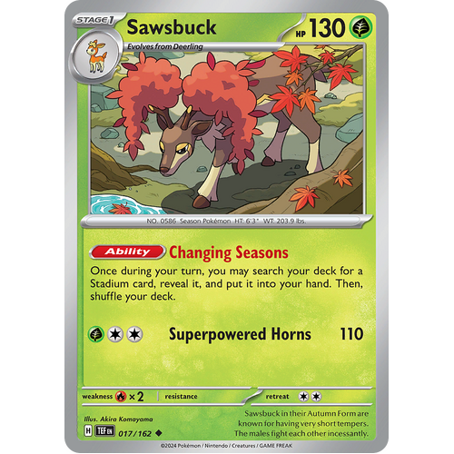 Sawsbuck 017/162 Uncommon Scarlet & Violet Temporal Forces Near Mint Pokemon Card