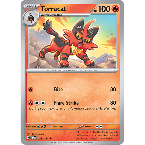 Torracat 033/162 Common Scarlet & Violet Temporal Forces Near Mint Pokemon Card