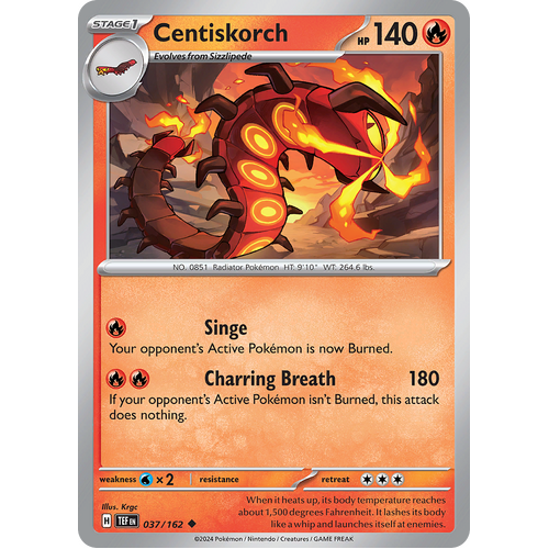 Centiskorch 037/162 Uncommon Scarlet & Violet Temporal Forces Near Mint Pokemon Card