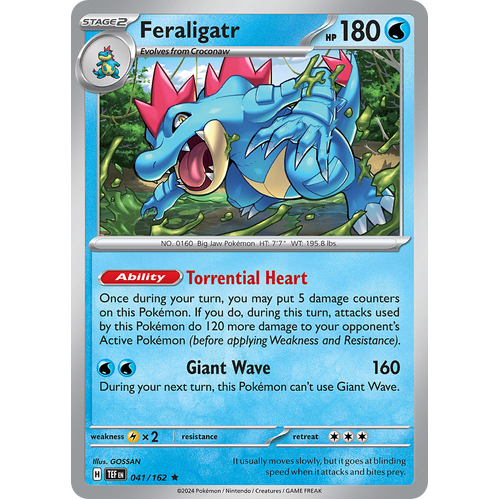 Feraligatr 041/162 Rare Scarlet & Violet Temporal Forces Near Mint Pokemon Card