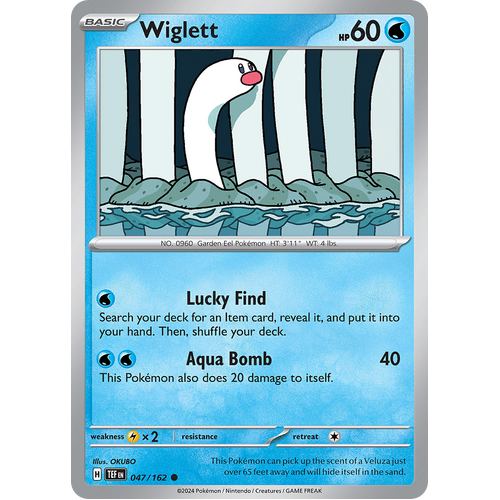 Wiglett 047/162 Common Scarlet & Violet Temporal Forces Near Mint Pokemon Card
