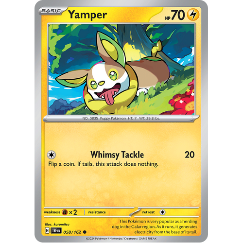 Yamper 058/162 Common Scarlet & Violet Temporal Forces Near Mint Pokemon Card