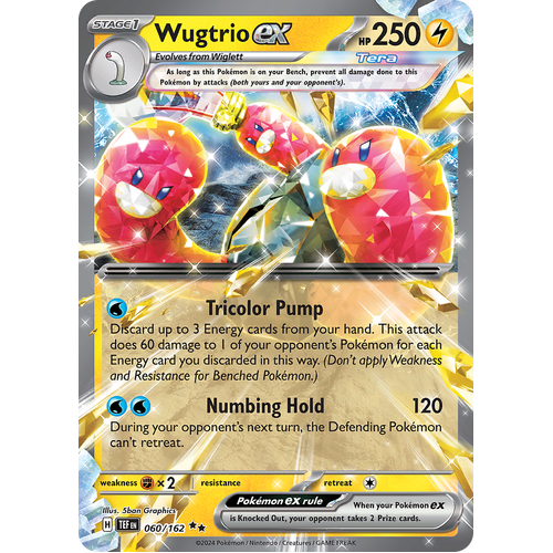 Wugtrio ex 060/162 Double Rare Scarlet & Violet Temporal Forces Near Mint Pokemon Card