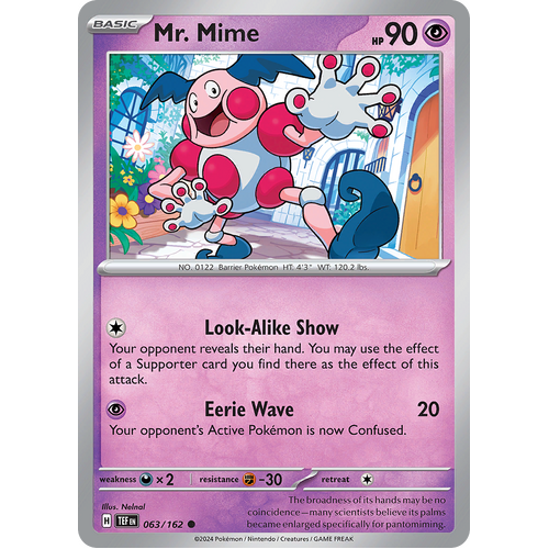 Mr. Mime 063/162 Common Scarlet & Violet Temporal Forces Near Mint Pokemon Card