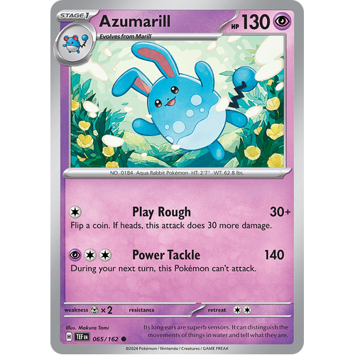 Azumarill 065/162 Common Scarlet & Violet Temporal Forces Near Mint Pokemon Card
