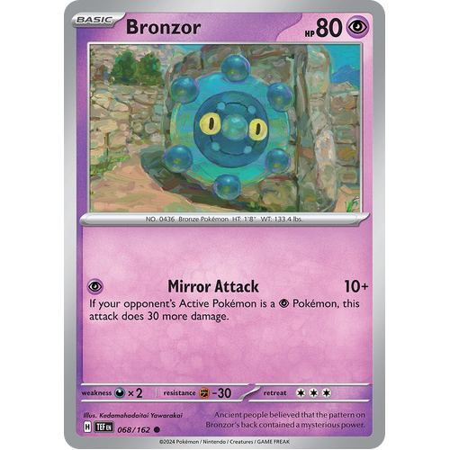 Bronzor 068/162 Common Scarlet & Violet Temporal Forces Near Mint Pokemon Card