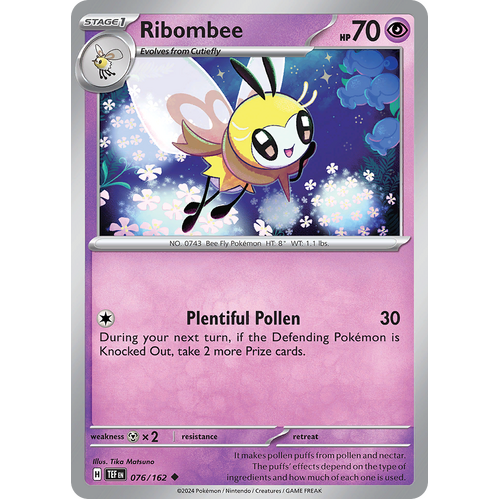 Ribombee 076/162 Uncommon Scarlet & Violet Temporal Forces Near Mint Pokemon Card