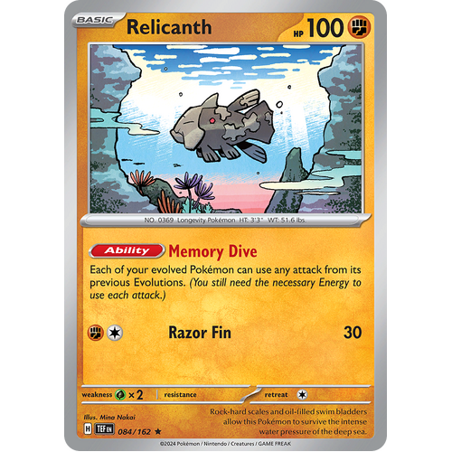 Relicanth 084/162 Rare Scarlet & Violet Temporal Forces Near Mint Pokemon Card