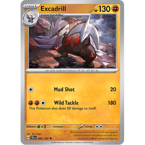 Excadrill 086/162 Uncommon Scarlet & Violet Temporal Forces Near Mint Pokemon Card