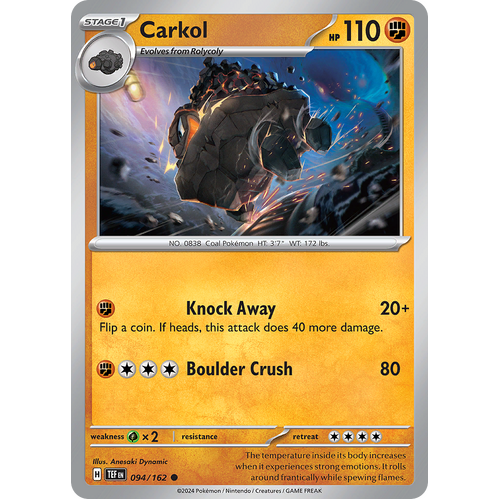 Carkol 094/162 Common Scarlet & Violet Temporal Forces Near Mint Pokemon Card