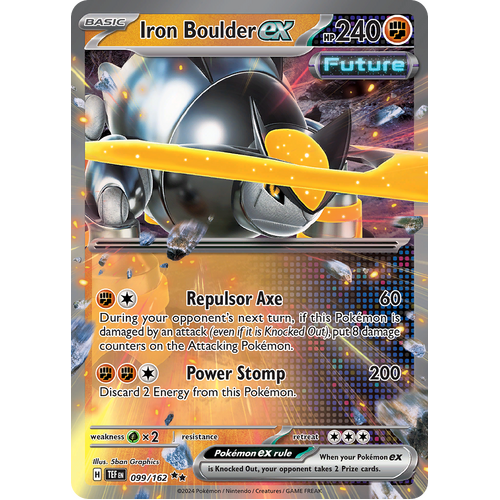 Iron Boulder ex 099/162 Double Rare Scarlet & Violet Temporal Forces Near Mint Pokemon Card