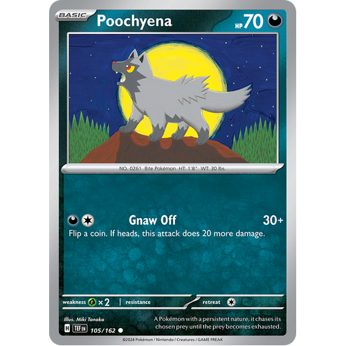 Poochyena 105/162 Common Scarlet & Violet Temporal Forces Near Mint Pokemon Card