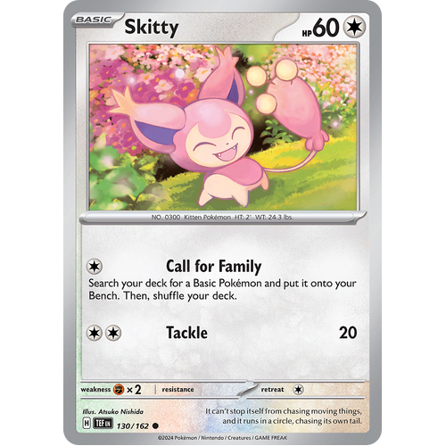 Skitty 130/162 Common Scarlet & Violet Temporal Forces Near Mint Pokemon Card