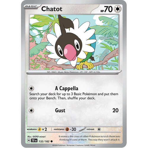 Chatot 132/162 Common Scarlet & Violet Temporal Forces Near Mint Pokemon Card