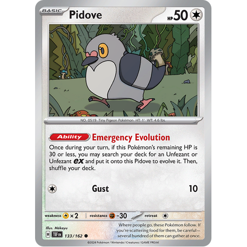 Pidove 133/162 Common Scarlet & Violet Temporal Forces Near Mint Pokemon Card