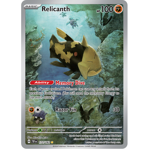 Relicanth 173/162 Illustration Rare Scarlet & Violet Temporal Forces Near Mint Pokemon Card