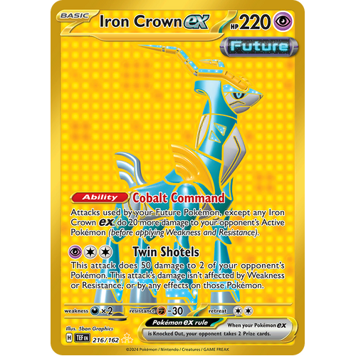 Iron Crown ex 216/162 Hyper Rare Scarlet & Violet Temporal Forces Near Mint Pokemon Card