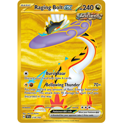 Raging Bolt ex 218/162 Hyper Rare Scarlet & Violet Temporal Forces Near Mint Pokemon Card