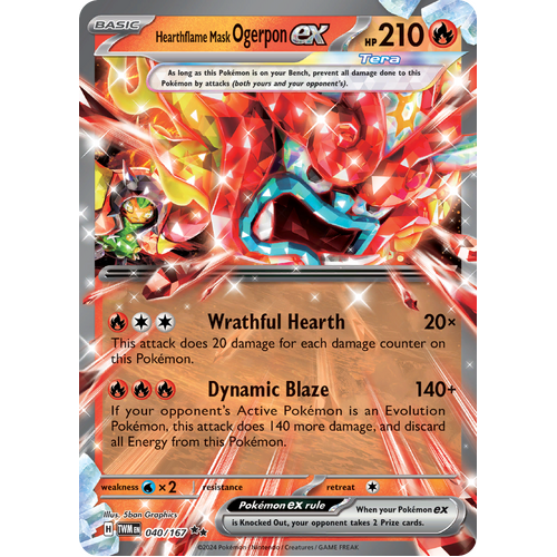 Hearthflame Mask Ogerpon ex  040/167 Double Rare Scarlet & Violet Twilight Masquerade Pokemon Card