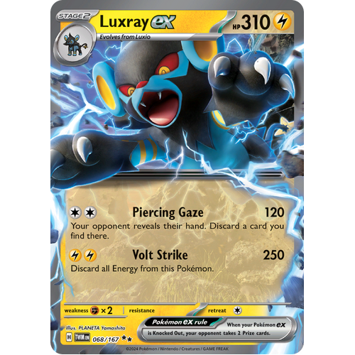 Luxray ex  068/167 Double Rare Scarlet & Violet Twilight Masquerade Pokemon Card