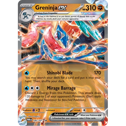 Greninja ex  106/167 Double Rare Scarlet & Violet Twilight Masquerade Pokemon Card