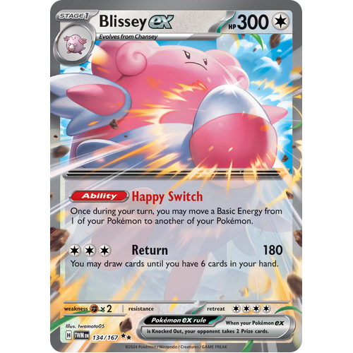 Blissey ex  134/167 Double Rare Scarlet & Violet Twilight Masquerade Pokemon Card