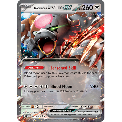 Bloodmoon Ursaluna ex  141/167 Double Rare Scarlet & Violet Twilight Masquerade Pokemon Card