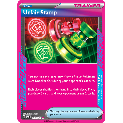 Unfair Stamp  165/167 ACE SPEC Rare Scarlet & Violet Twilight Masquerade Pokemon Card