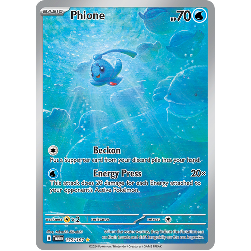 Phione  175/167 Illustration Rare Scarlet & Violet Twilight Masquerade Pokemon Card