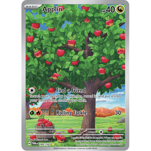 Applin  185/167 Illustration Rare Scarlet & Violet Twilight Masquerade Pokemon Card