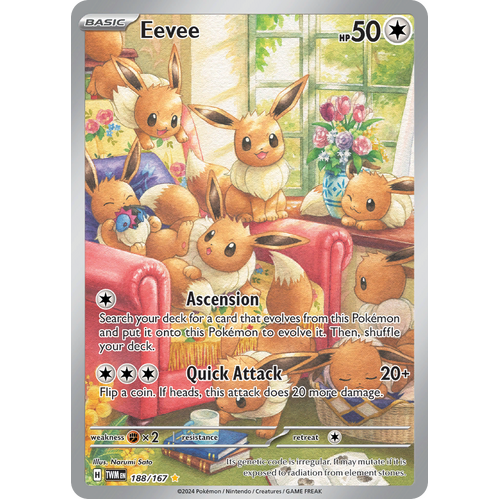 Eevee  188/167 Illustration Rare Scarlet & Violet Twilight Masquerade Pokemon Card