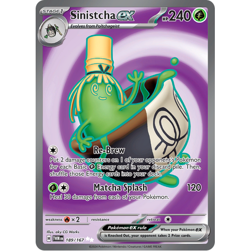 Sinistcha ex  189/167 Ultra Rare Scarlet & Violet Twilight Masquerade Pokemon Card