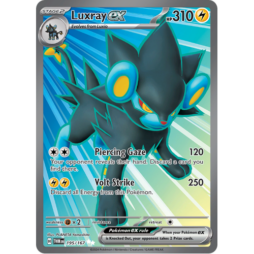 Luxray ex  195/167 Ultra Rare Scarlet & Violet Twilight Masquerade Pokemon Card