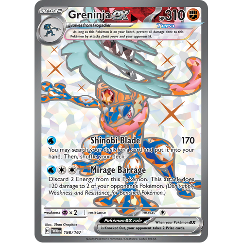 Greninja ex  198/167 Ultra Rare Scarlet & Violet Twilight Masquerade Pokemon Card