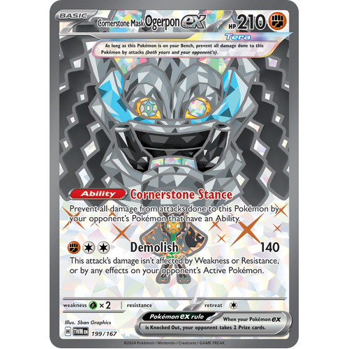 Cornerstone Mask Ogerpon ex  199/167 Ultra Rare Scarlet & Violet Twilight Masquerade Pokemon Card