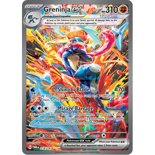 Greninja ex  214/167 Special Illustration Rare Scarlet & Violet Twilight Masquerade Pokemon Card