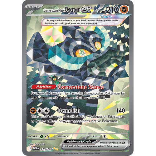 Cornerstone Mask Ogerpon ex  215/167 Special Illustration Rare Scarlet & Violet Twilight Masquerade Pokemon Card