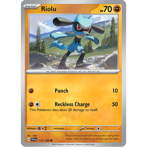 Riolu 113/198 Common Scarlet & Violet Pokemon Card